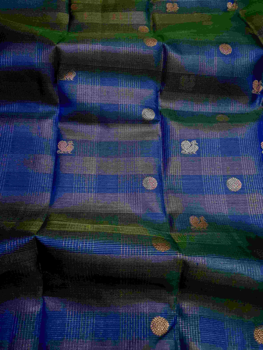 Blue Kanchipuram Handloom 4G Pure Gold Vairaoosi Pattu Silk Saree