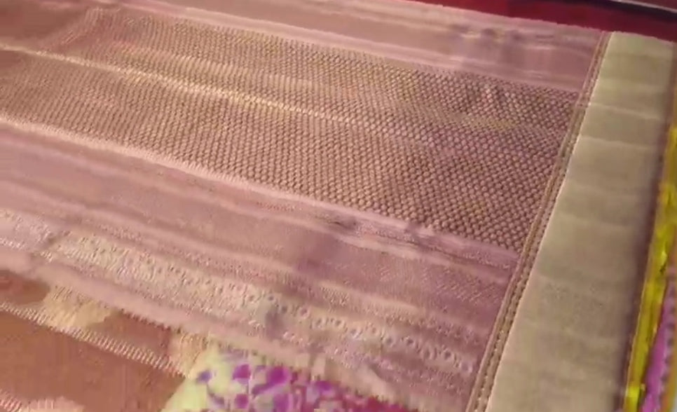 Maroon Kanchipuram Handloom Tissue Resham Warp Meenakari Saree