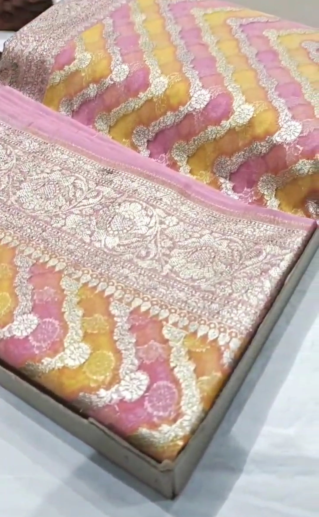 Pink Banarasi Handloom Rangkat Kora Tissue Silk Saree