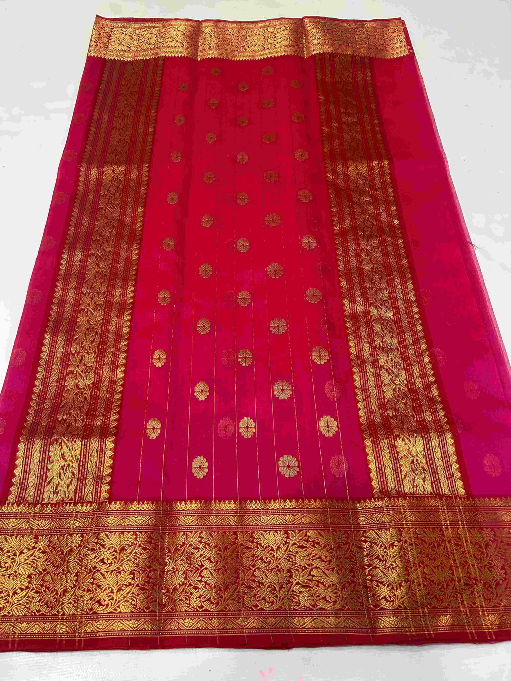 Dark Pink Chanderi Handloom Katan Silk Saree