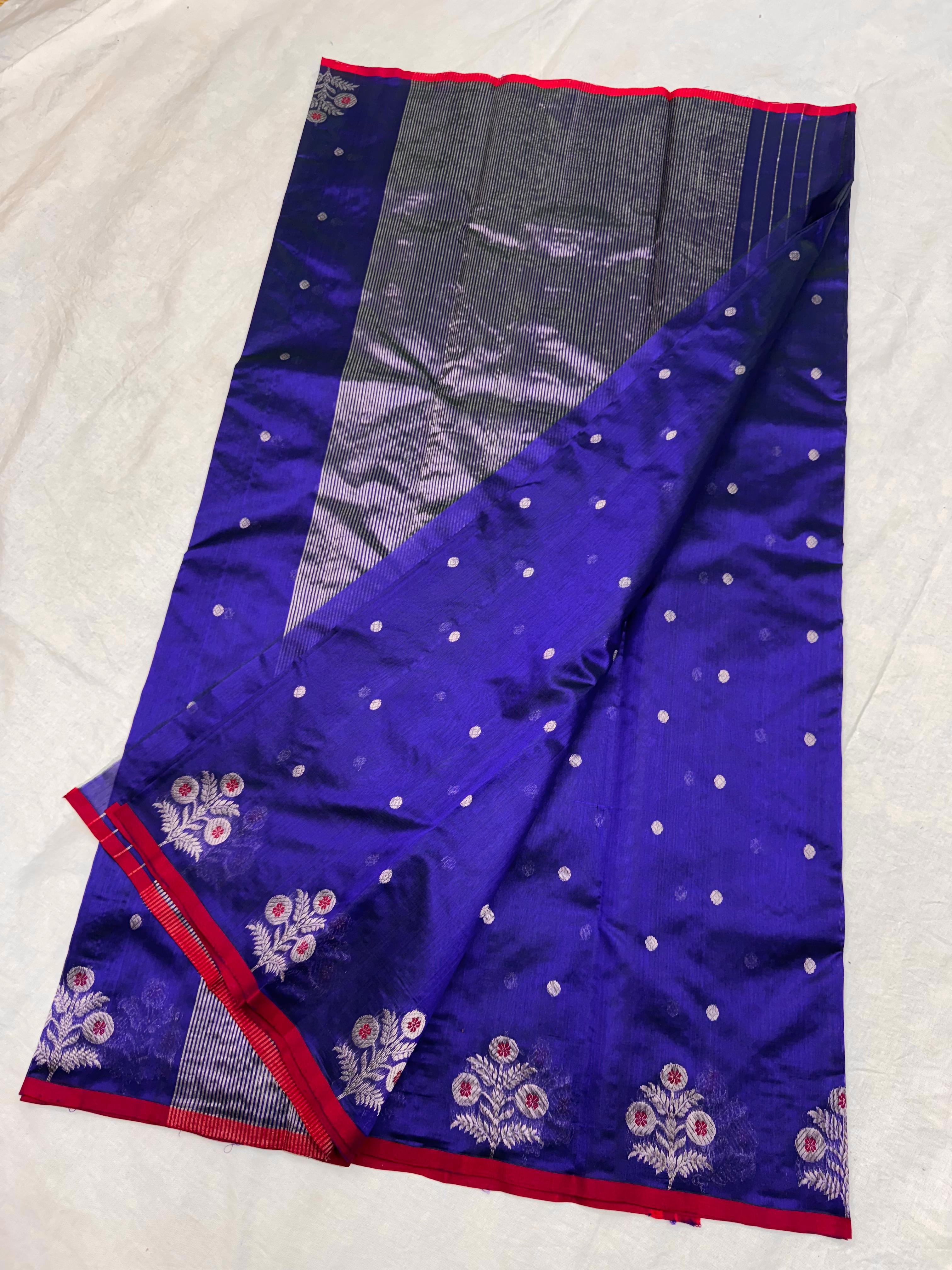 Lilac Chanderi Handloom Pattu Silk Meenakari Saree