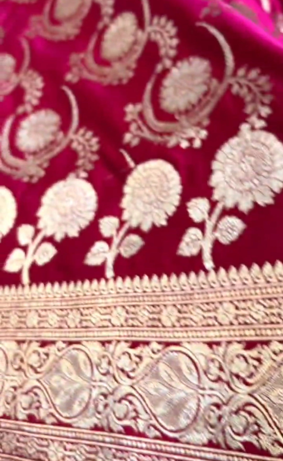Dual Tone Dark Pink Banarasi Mashru Soft Silk Saree