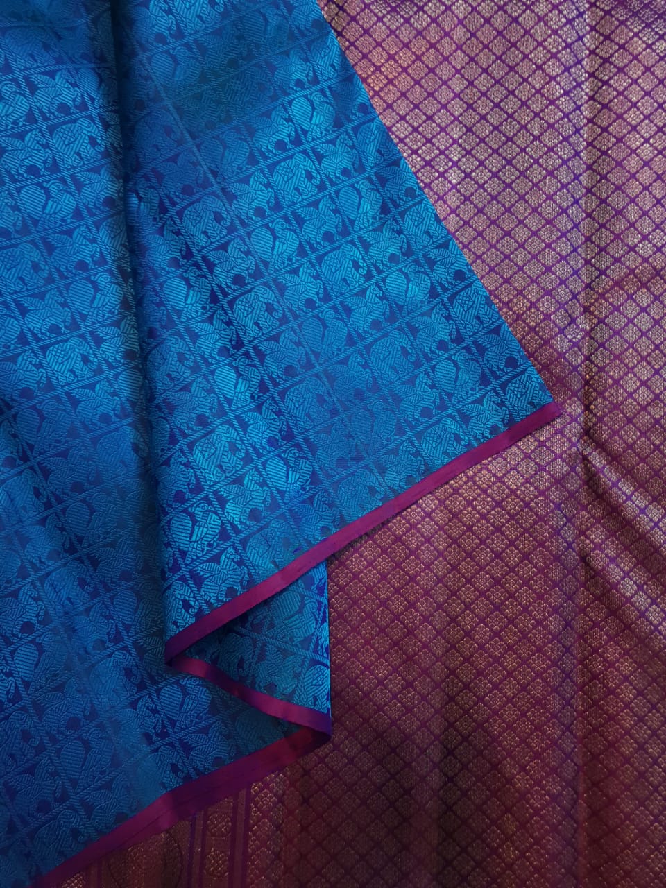 Blue Kanchipuram Handloom 3G Pure Gold Pattu Silk Saree