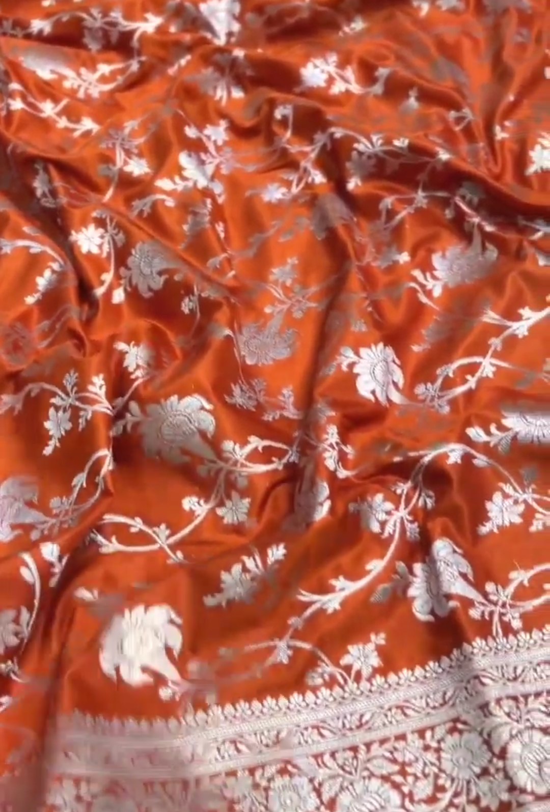 Red Banarasi Mashru Soft Silk Saree