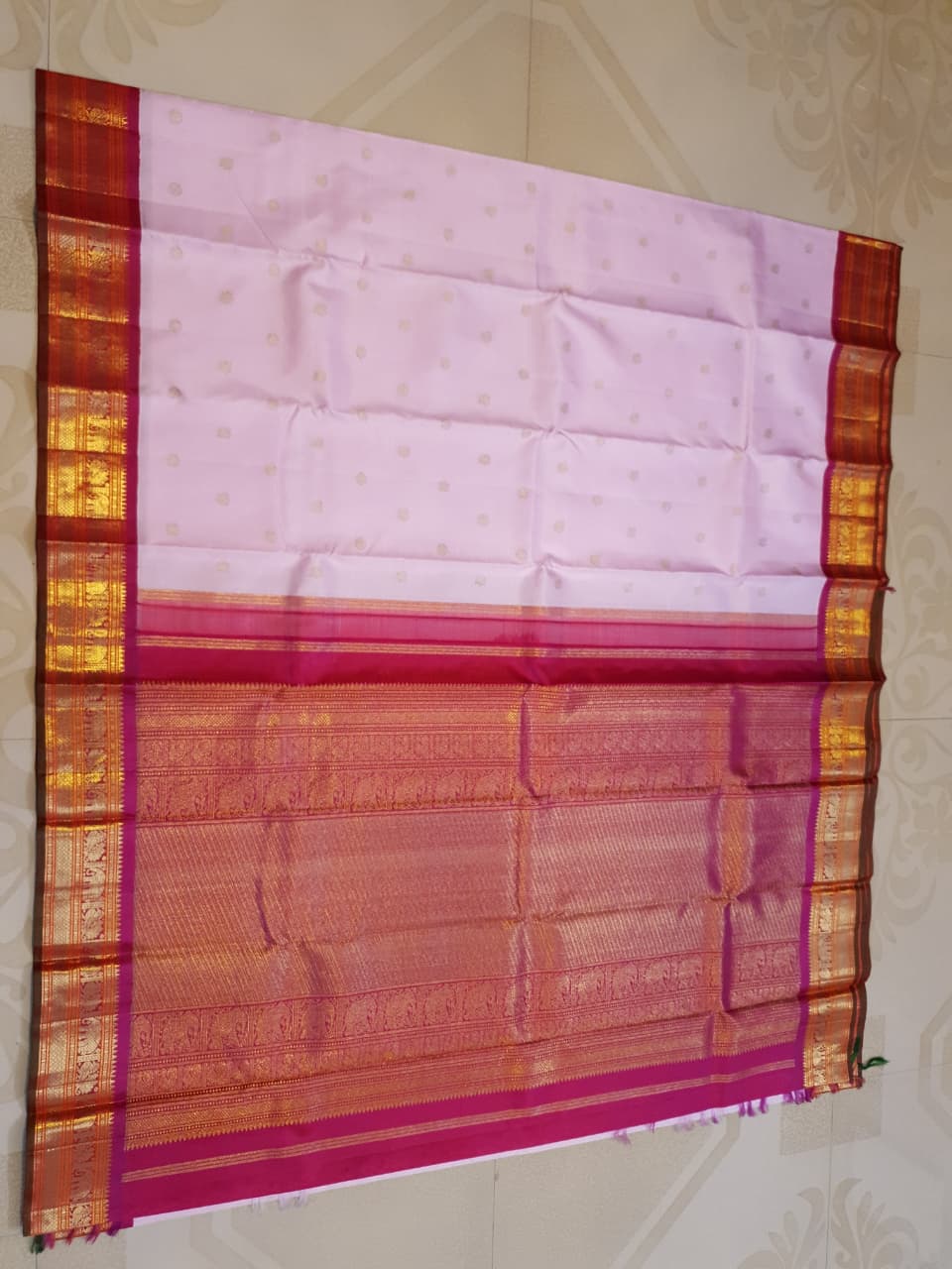 Baby Pink Kanchipuram Handloom 2G Gold Pattu Silk Saree
