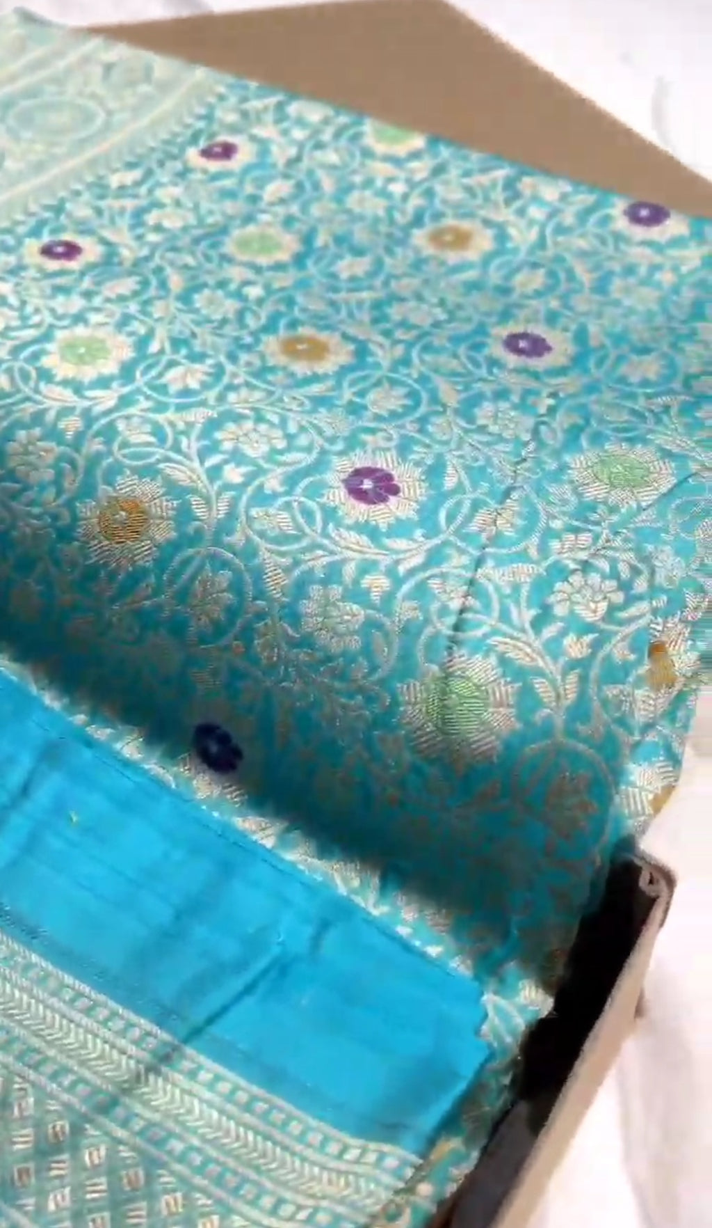 Blue Banarasi Handloom Katan Silk Meenakari Saree