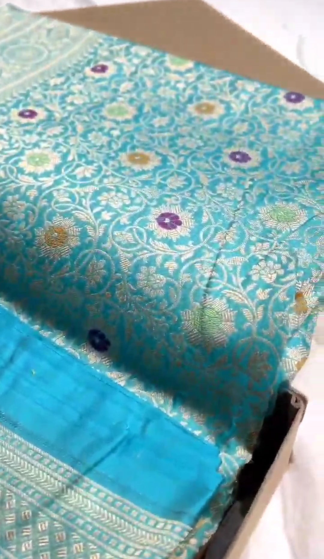 Blue Banarasi Handloom Katan Silk Meenakari Saree