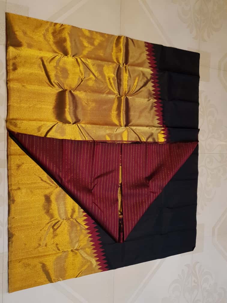 Guld Kanchipuram Håndvæv 2G Guld Pattu Silk Saree