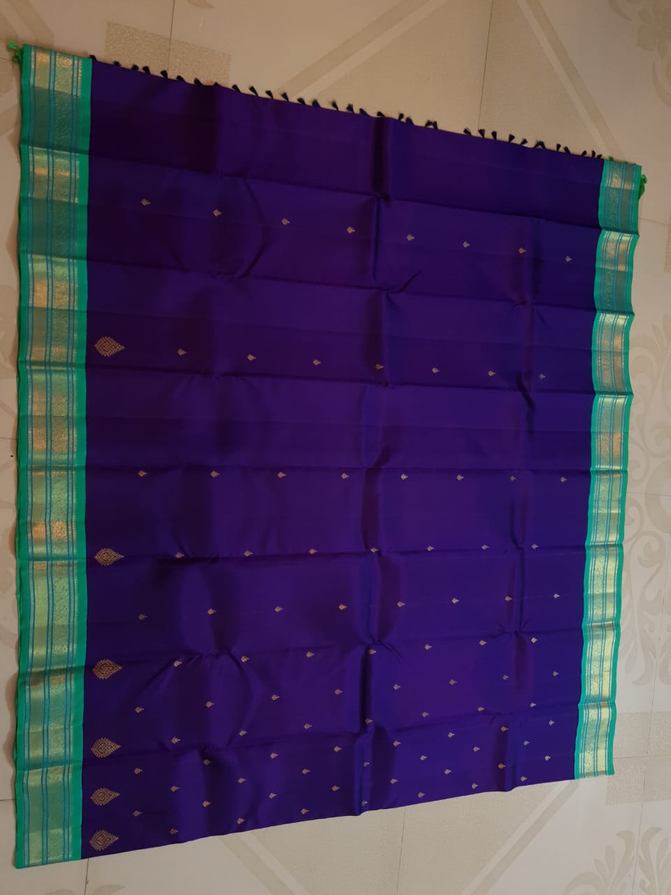 Dual Tone Lilla Kanchipuram Handloom 4G Pure Gold Pattu Silk Saree