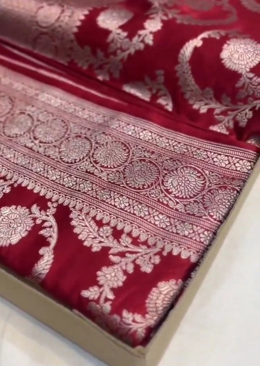 Rustic Red Banarasi Mashru Soft Silk Saree