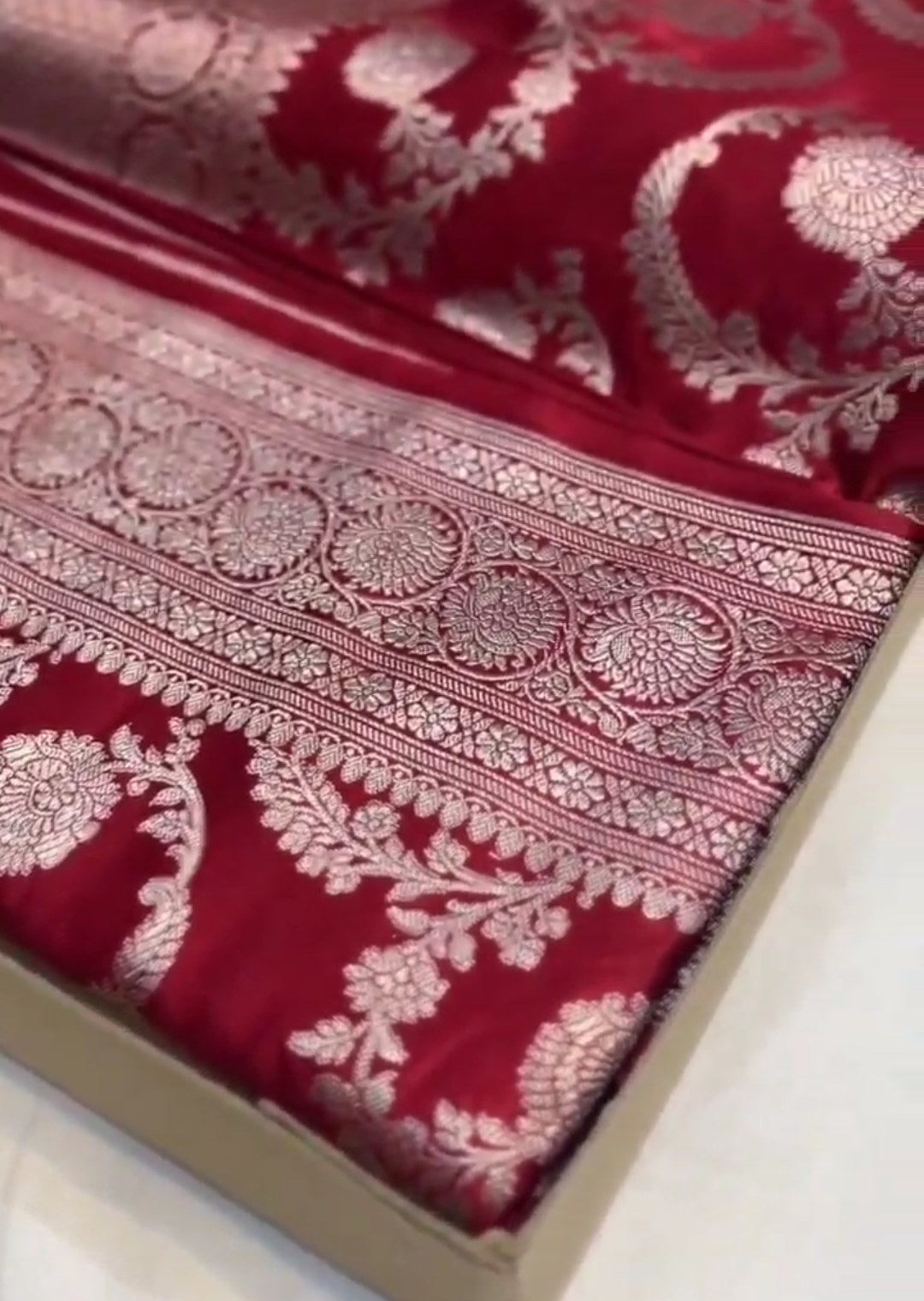 Rustic Red Banarasi Mashru Soft Silk Saree
