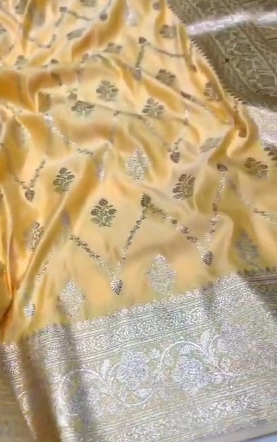 Citron Gul Banarasi Satin Katan Silke Saree