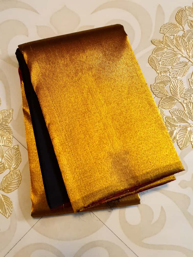 Guld Kanchipuram Håndvæv 2G Guld Pattu Silk Saree