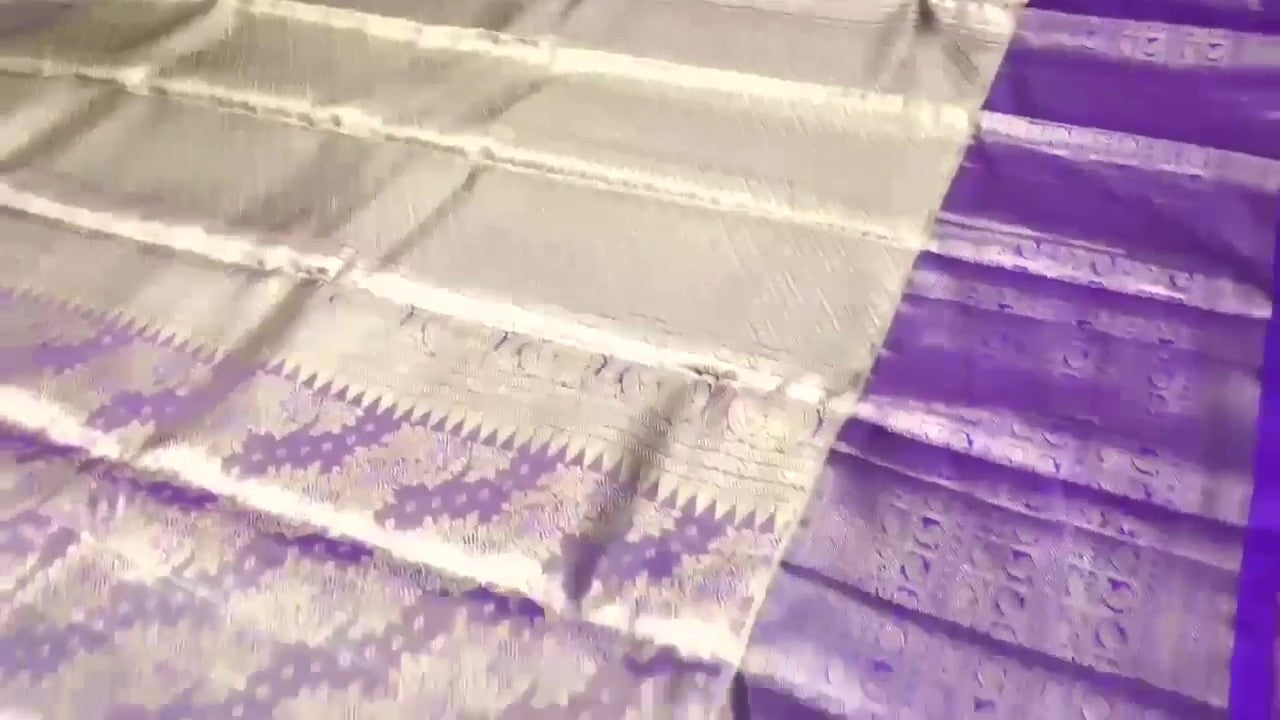 Lavender Kanchipuram Handloom Tissue Brocade Silk Saree