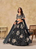 Black Sequins Embroidery Work Art Silk Lehenga Choli