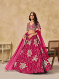 Pink Sequins Embroidery Work Art Silk Lehenga Choli