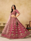 Burnt Pink Sequins Embroidery Work Art Silk Lehenga