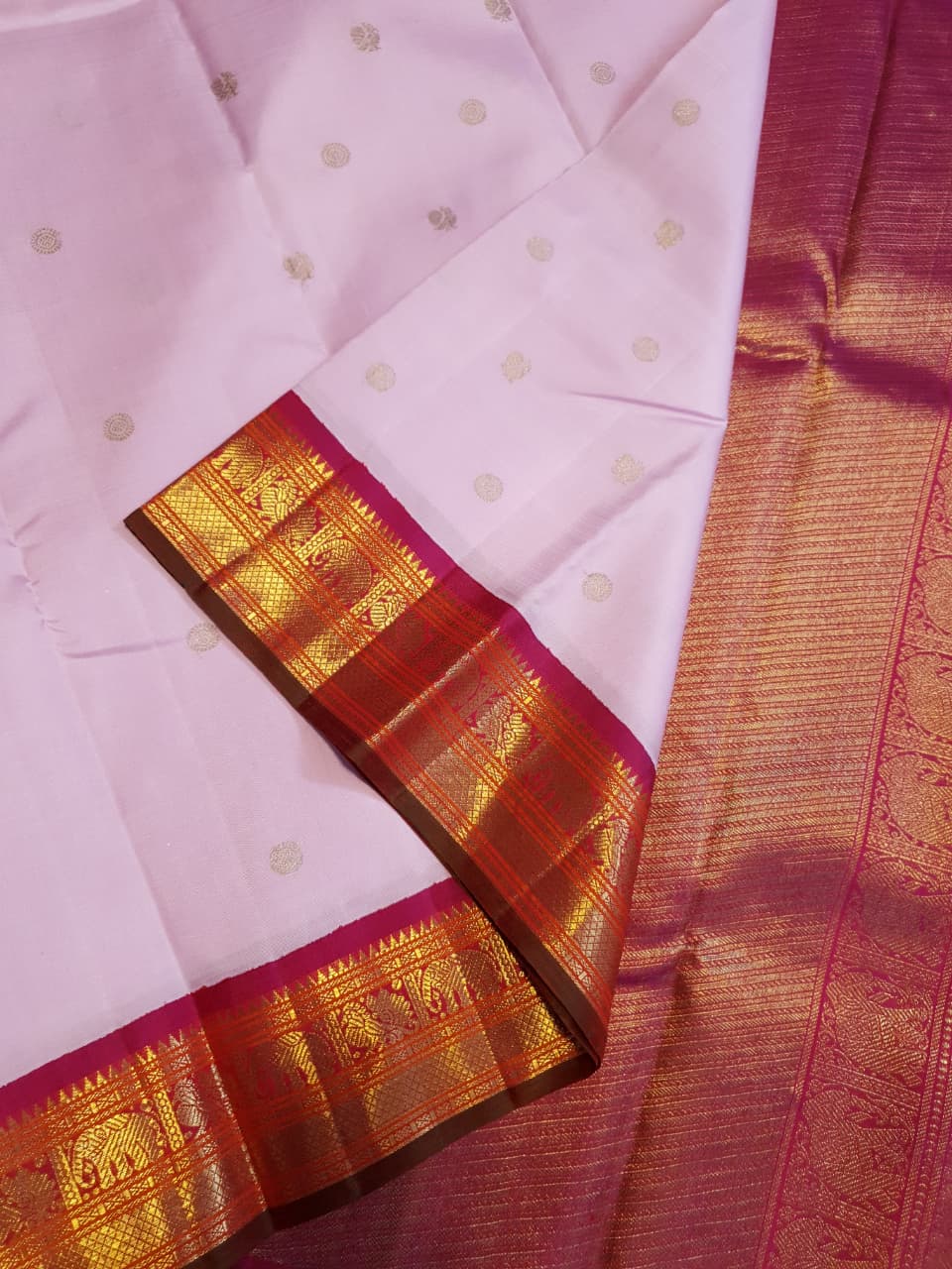 Baby Pink Kanchipuram Handloom 2G Gold Pattu Silk Saree