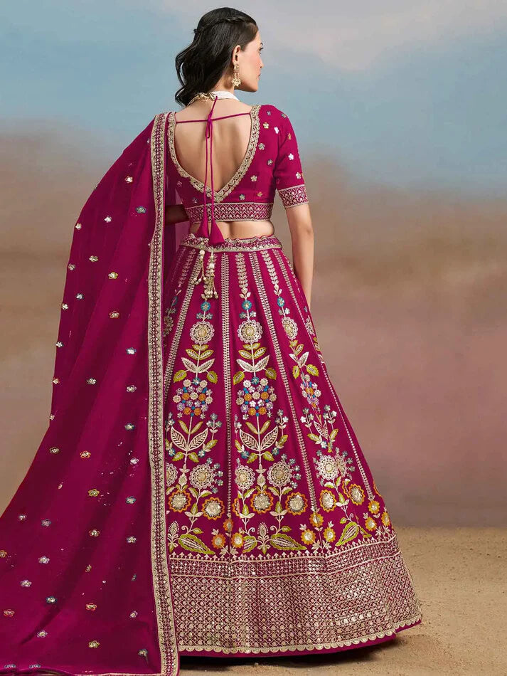 Pink Georgette Lehenga with Zari & Sequins Work