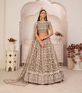 Chocolate Brown Thread Sequins Embroidery Net Lehenga Choli