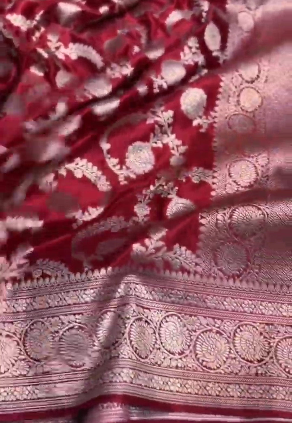 Rustic Red Banarasi Mashru Soft Silk Saree