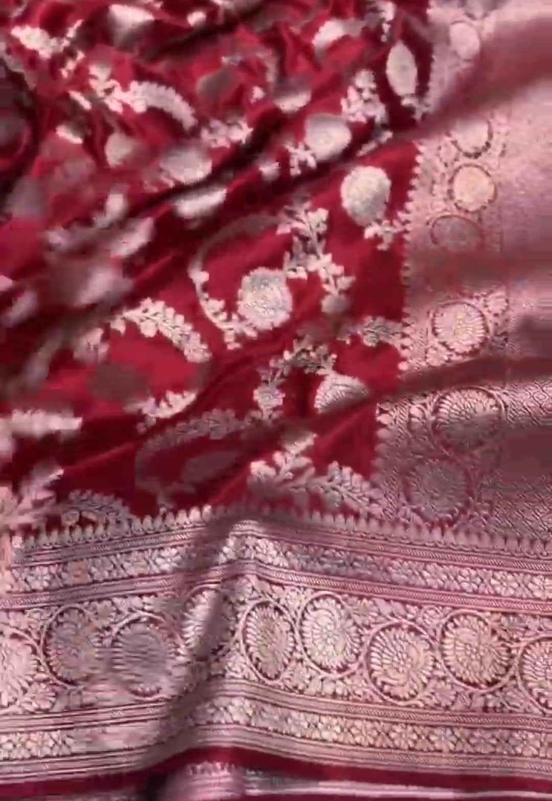 Rustic Red Banarasi Mashru Soft Silk Saree