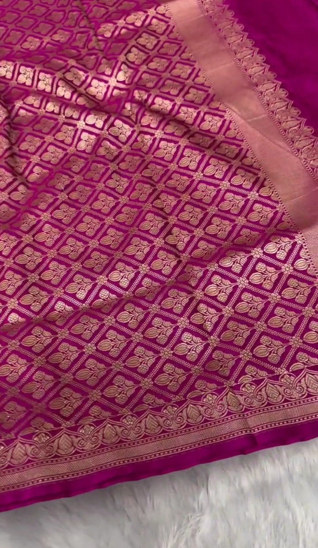 Dark Pink Banarasi Mashru Soft Silk Saree