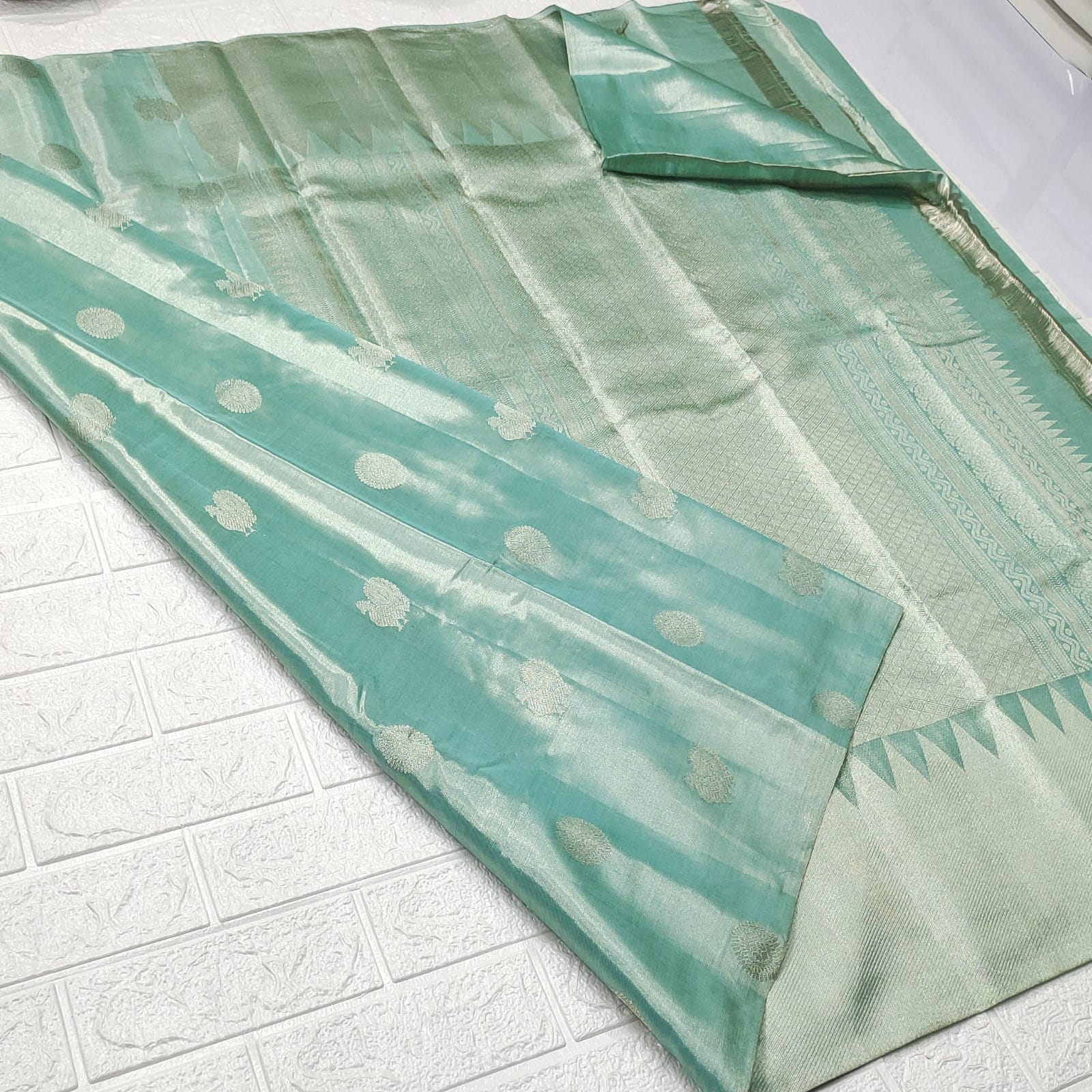 Pastel Shades Kanchipuram Handloom Tissue Silk Borderless Sarees