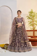 Dark Onion Sequins Embroidery Net Lehenga Choli