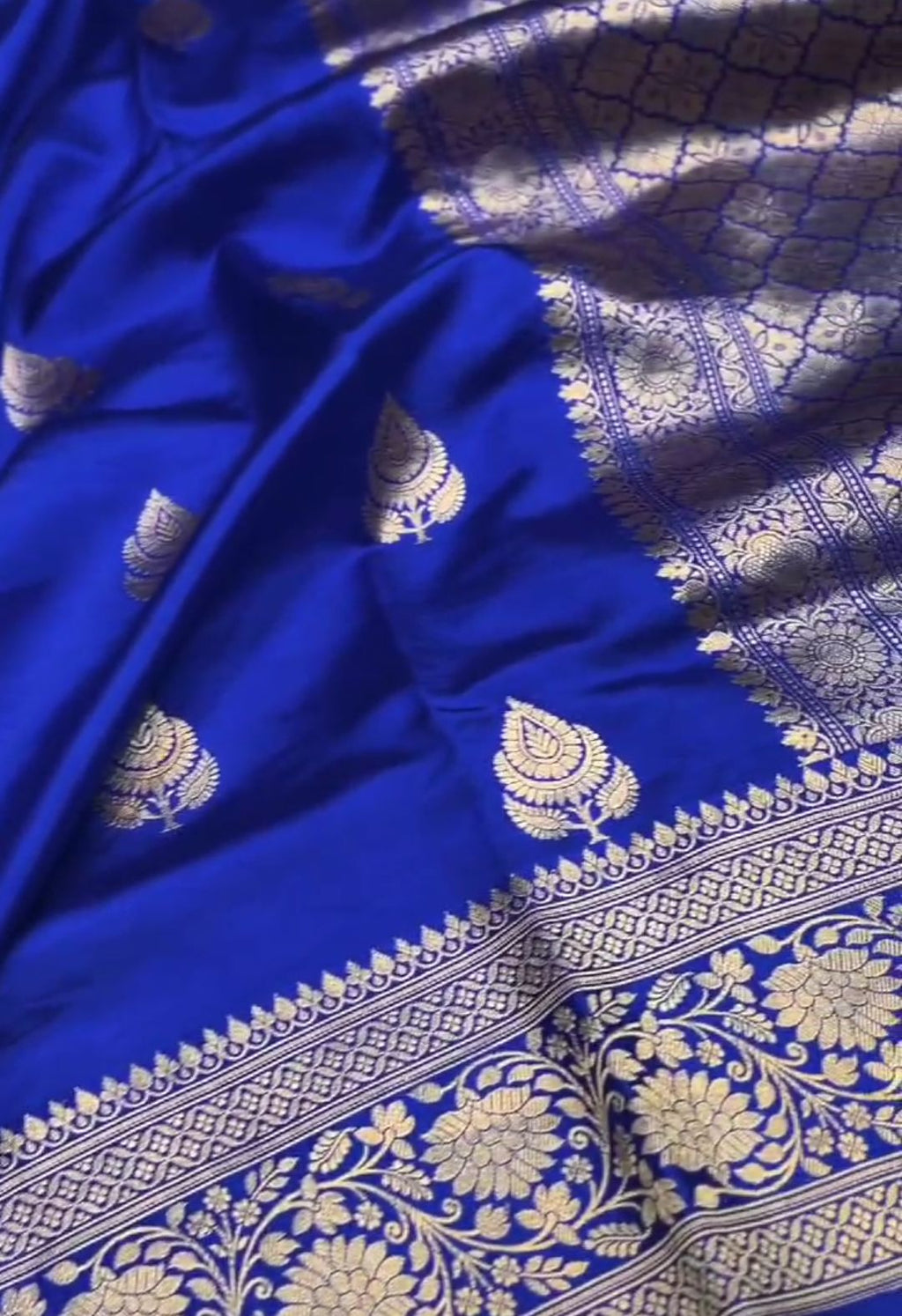 Azure Blue Banarasi Handloom Mango Silk Saree