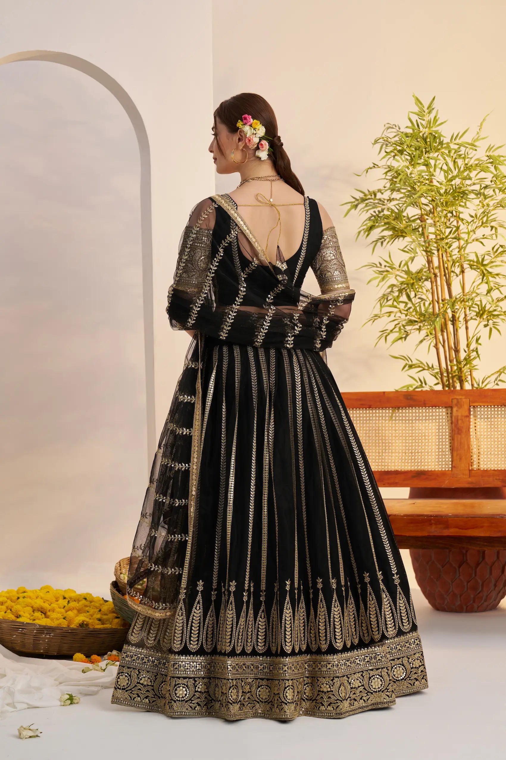 Black Designer Embroidery Net Lehenga Choli
