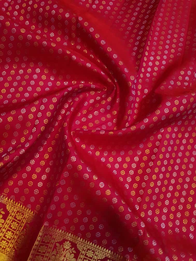 Dark Pink Kanchipuram Handloom 2G Gold Bridal Silk Saree