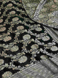 Black Banarasi Handloom Water Zari Georgette Silk Saree
