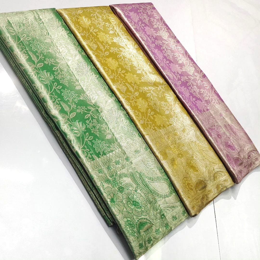 Green Kanchipuram Handloom Tissue Brocade Silk Saree
