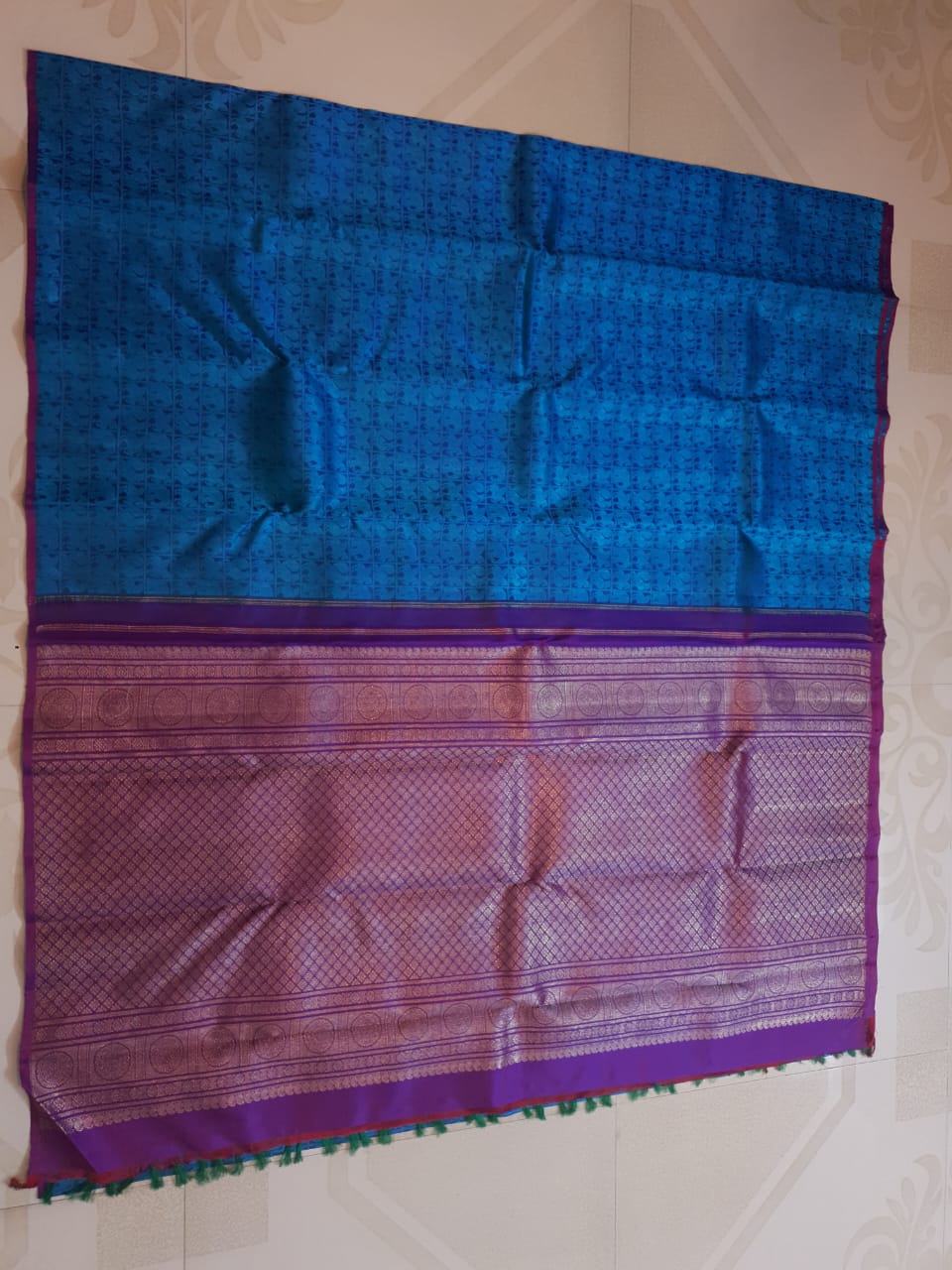 Blue Kanchipuram Handloom 3G Pure Gold Pattu Silk Saree