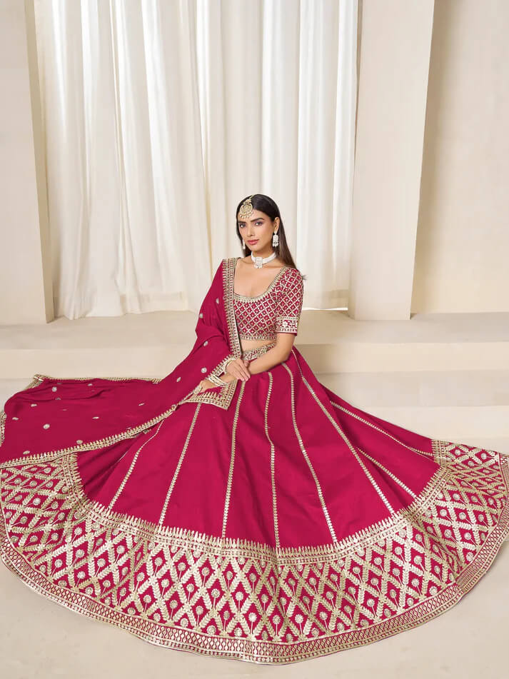Designer Red Art Silk Lehenga with Embroidery Work