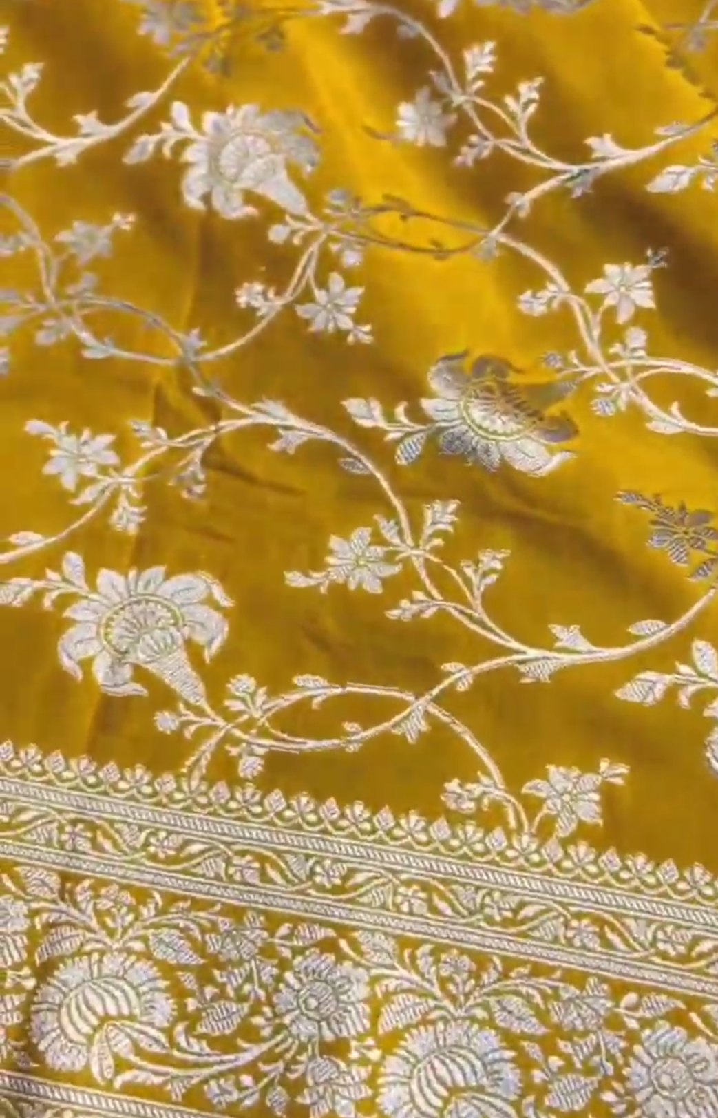 Mustard Banarasi Mashru Soft Silk Saree