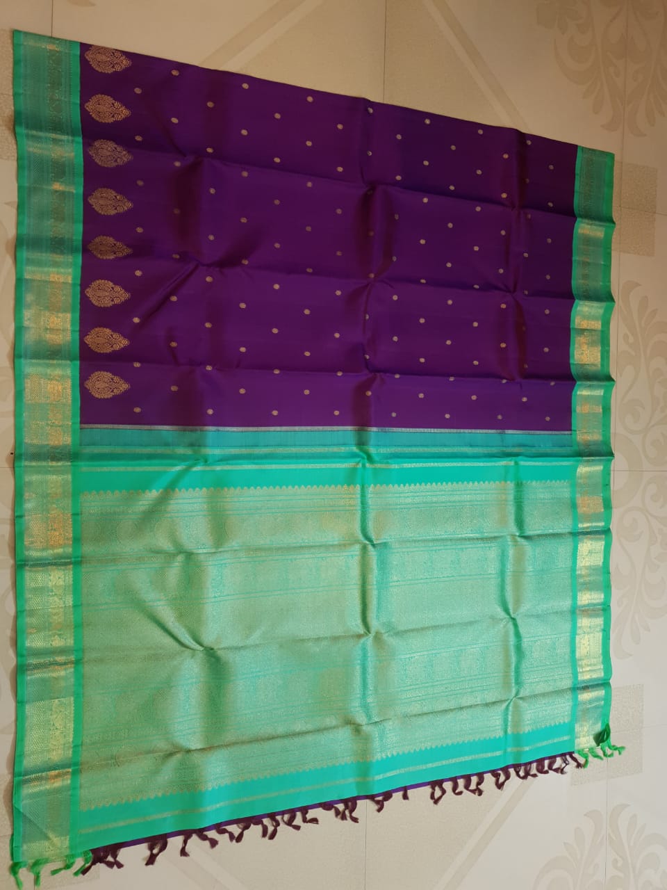 Purple Kanchipuram Handloom 4G Pure Gold Pattu Silk Saree