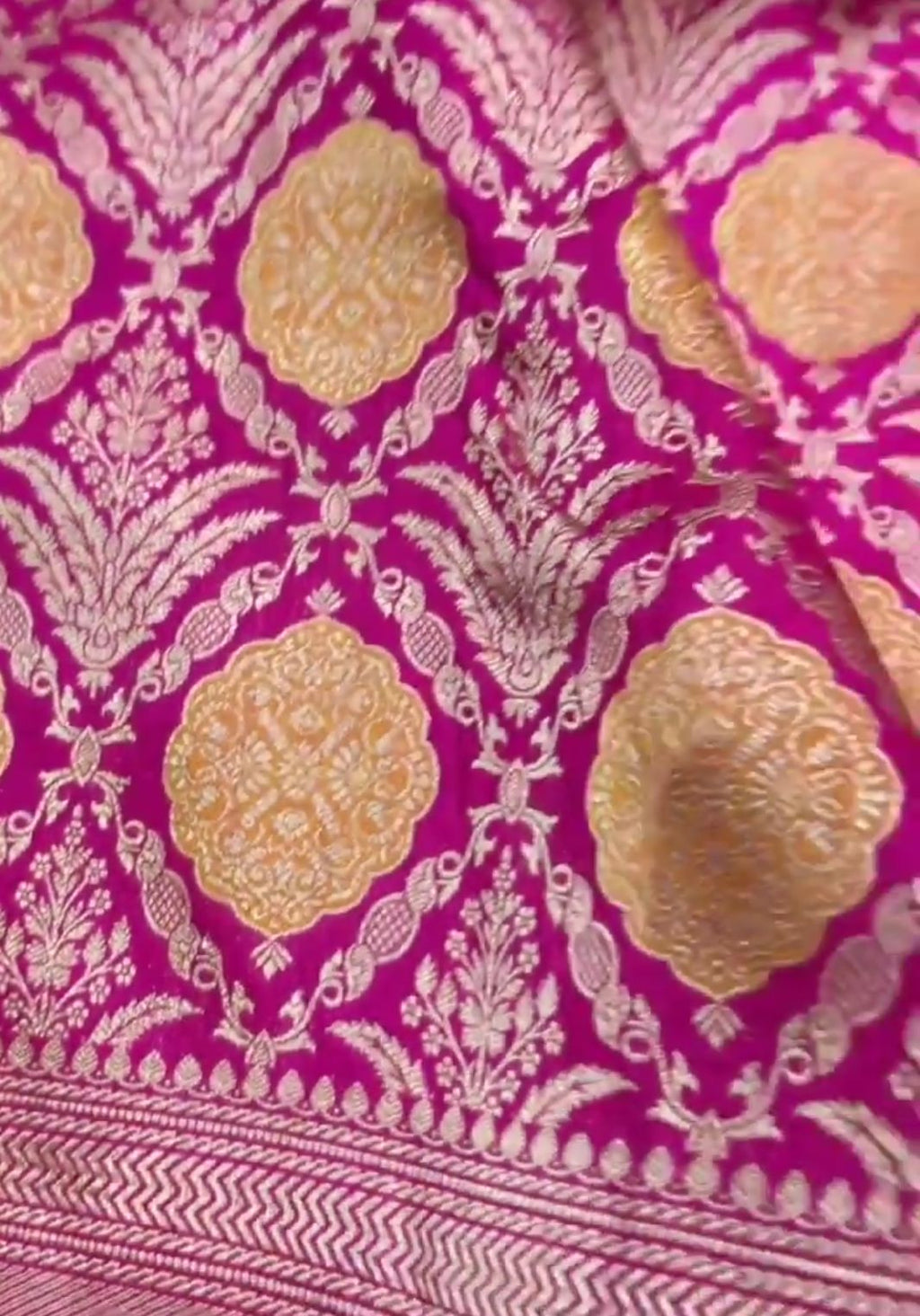 Dual Tone Hot Pink Banarasi Handloom Katan Silk Sona Rupa Saree