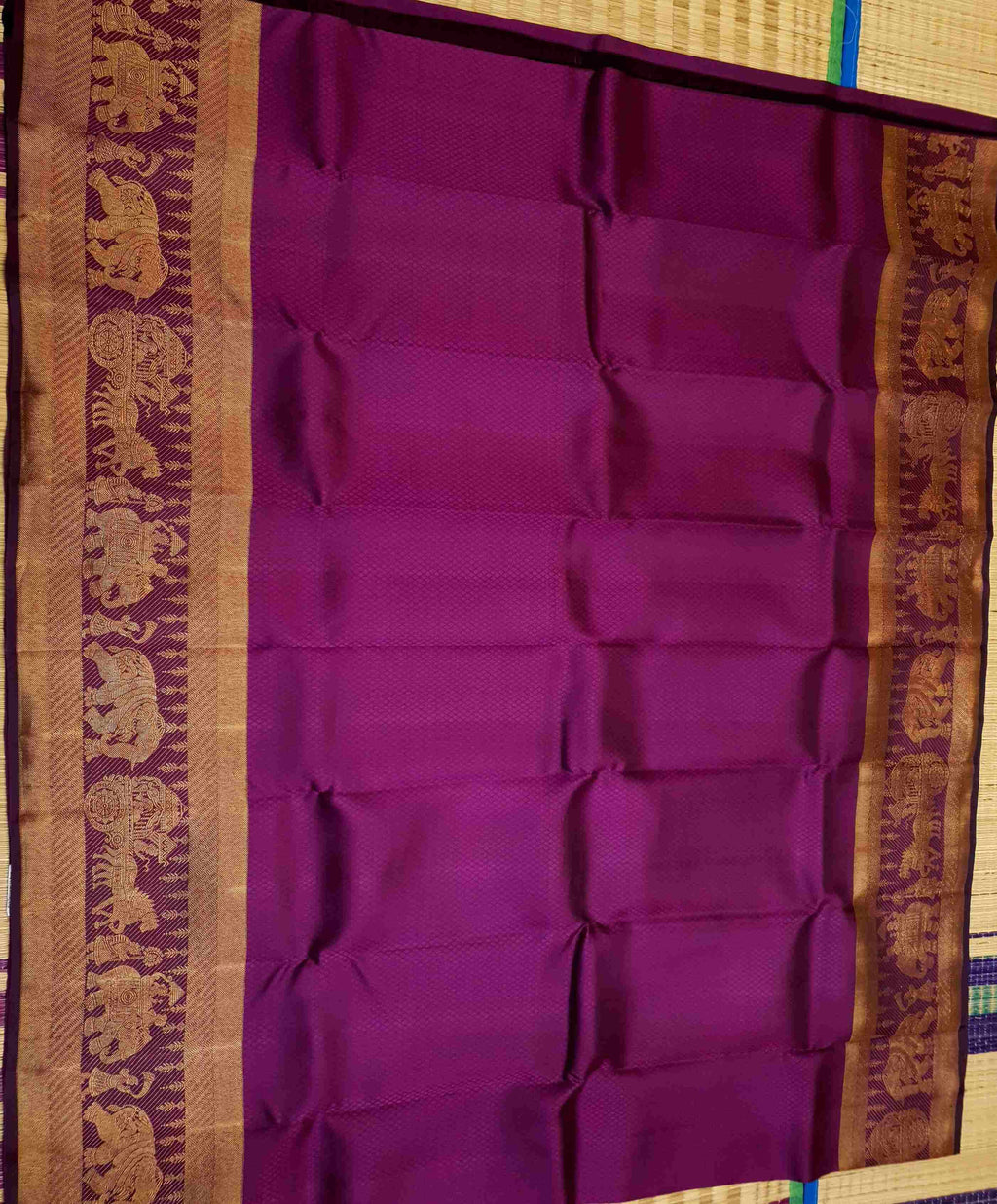 Magenta Kanchipuram Handloom 2G Guld Kalyana Pallakku Silk Saree