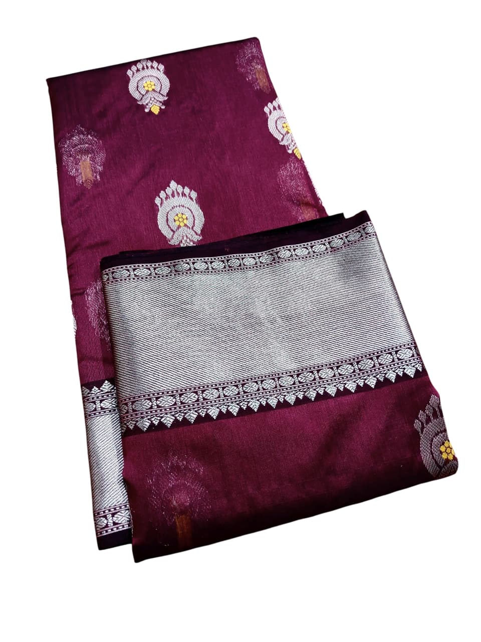 Magenta Chanderi Håndvæv Pattu Silk Meenakari Nakshi Saree