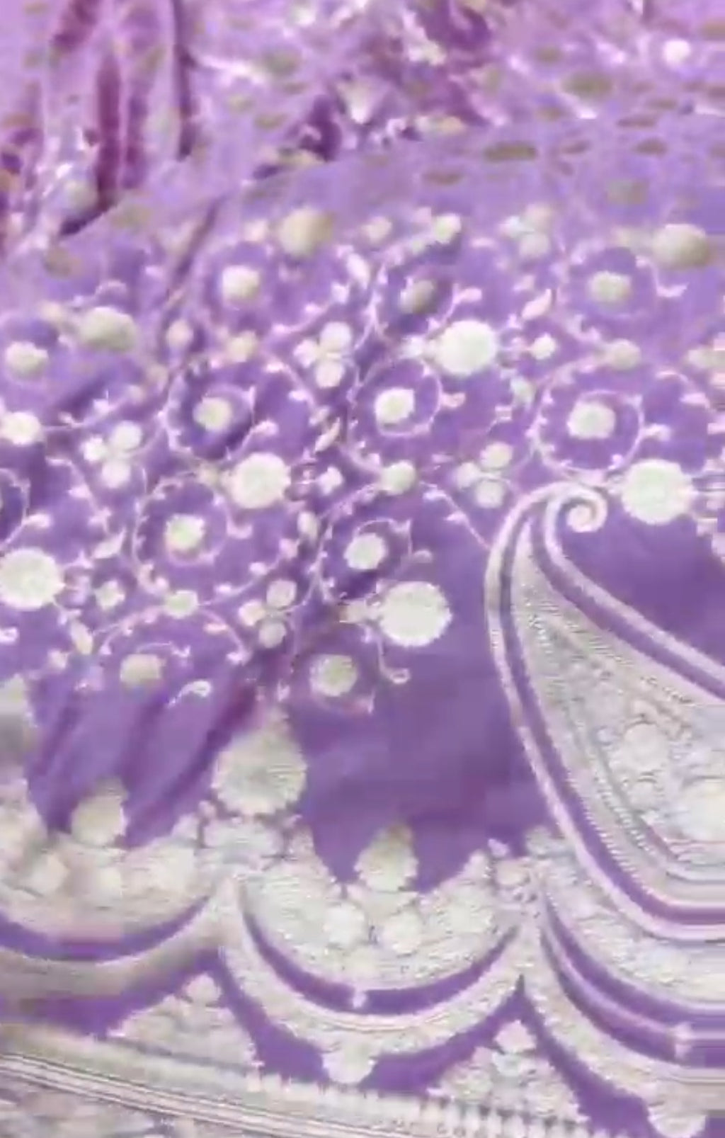Purple Banarasi Mashru Soft Silk Jangla Saree