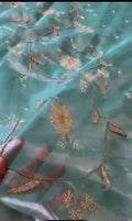 Teal Banarasi Handloom Pure Tissue Silk Embroidered Saree