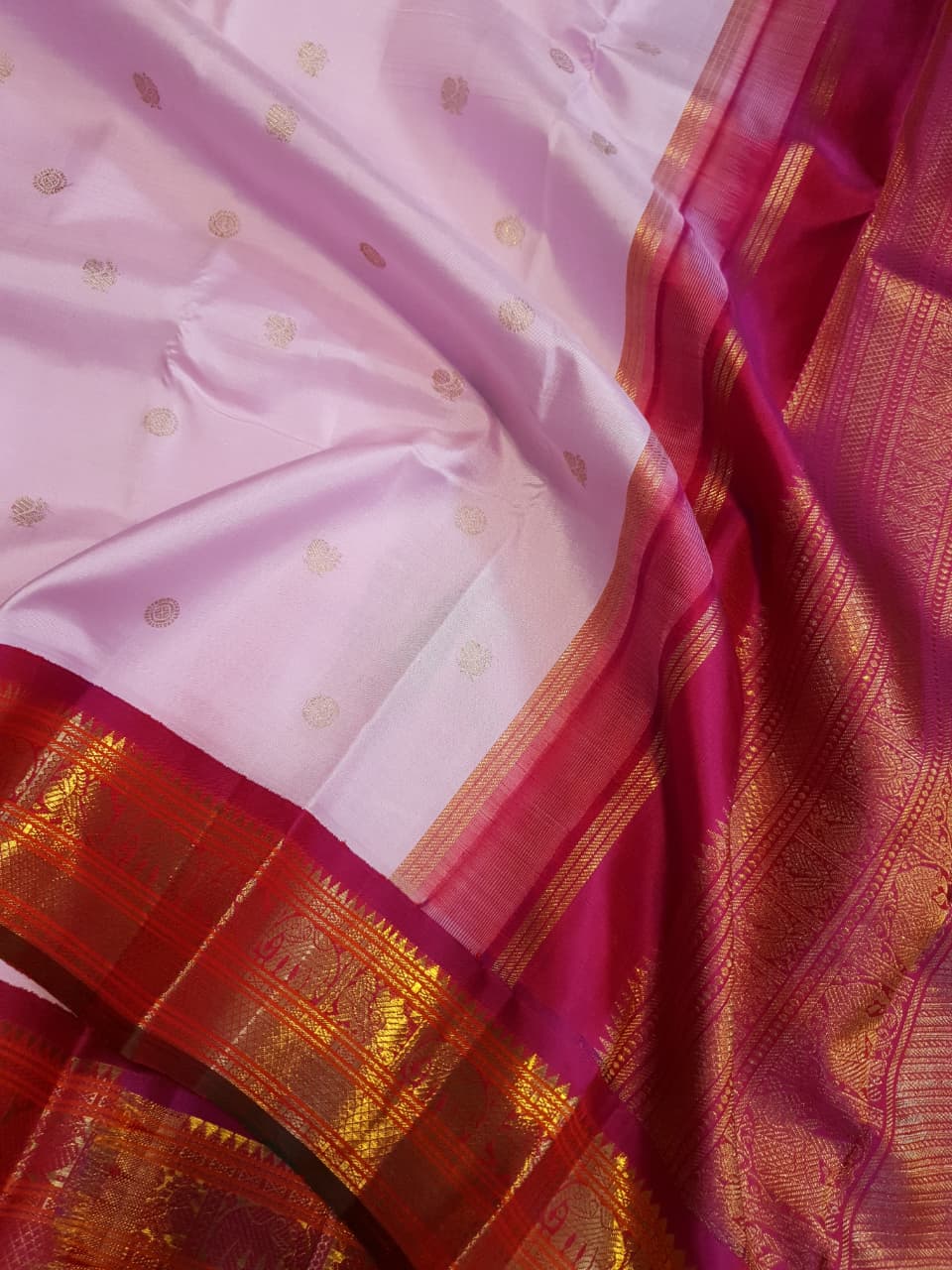Baby Pink Kanchipuram Handloom 2G Gold Pattu Silk Saree