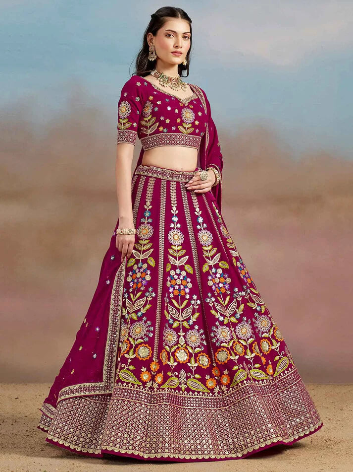 Pink Georgette Lehenga with Zari & Sequins Work