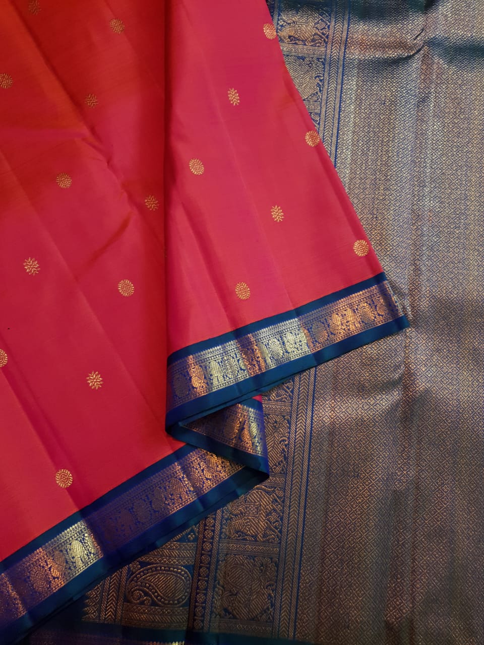 Rød Kanchipuram Handloom 4G Pure Gold Pattu Silk Saree