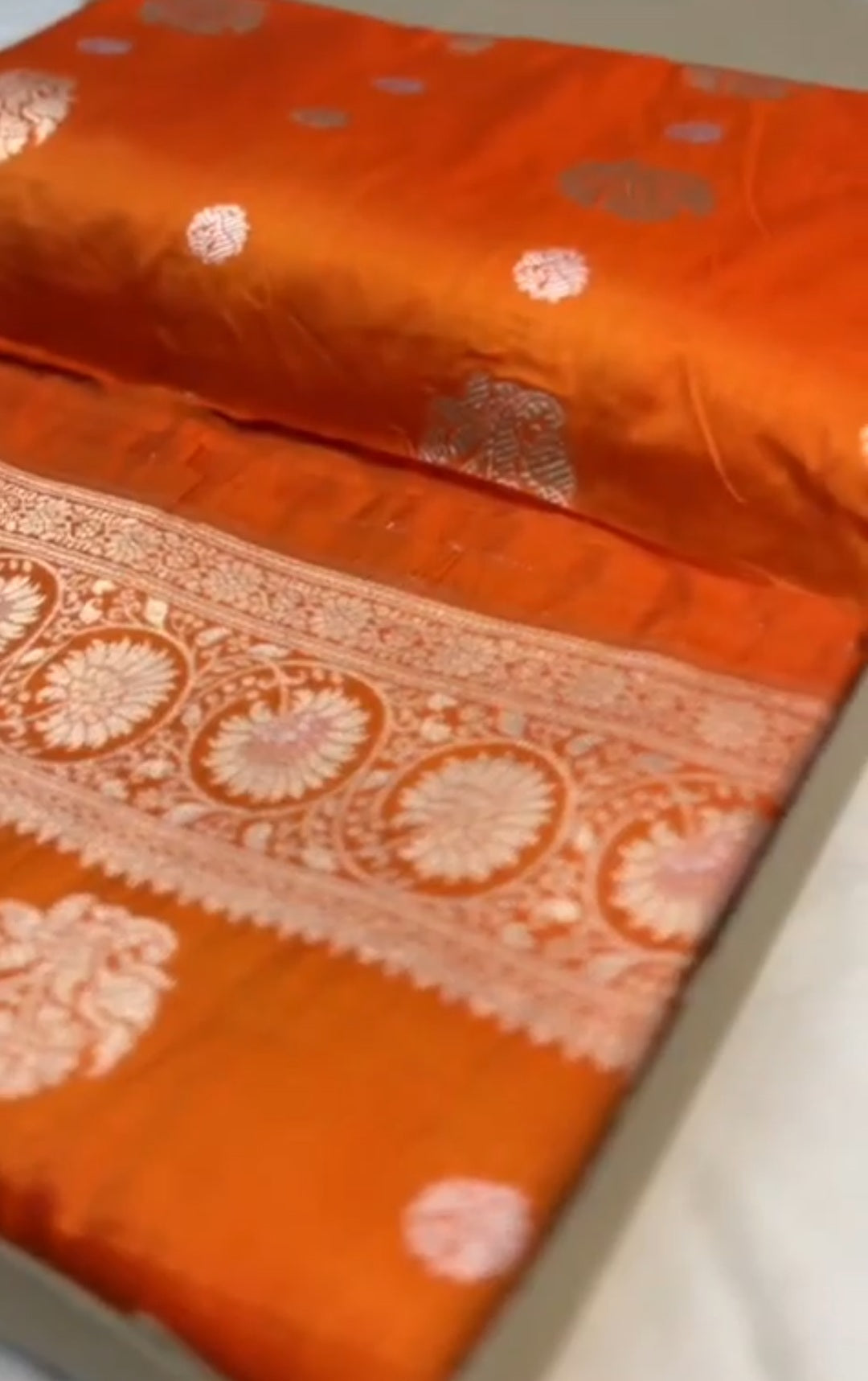 Orange Banarasi Handloom Katan Silk Sona Rupa Saree
