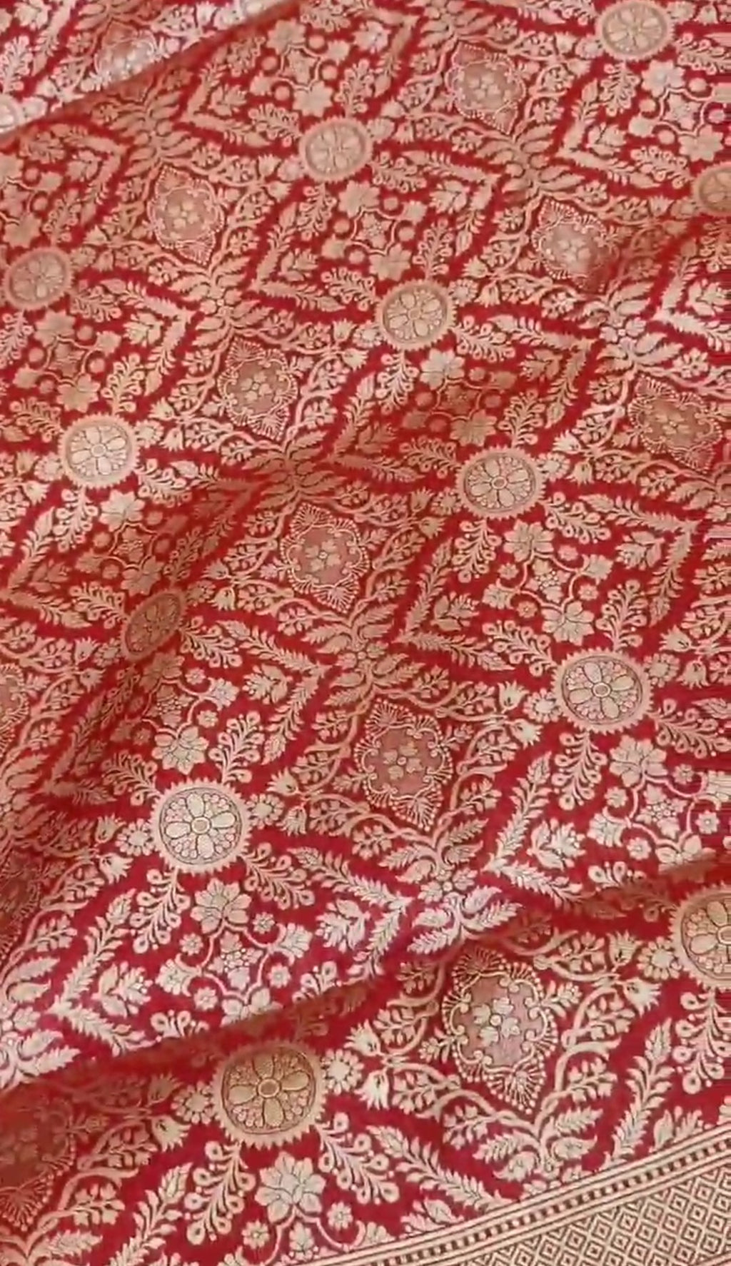 Red Banarasi Handloom Katan Silk Brocade Saree