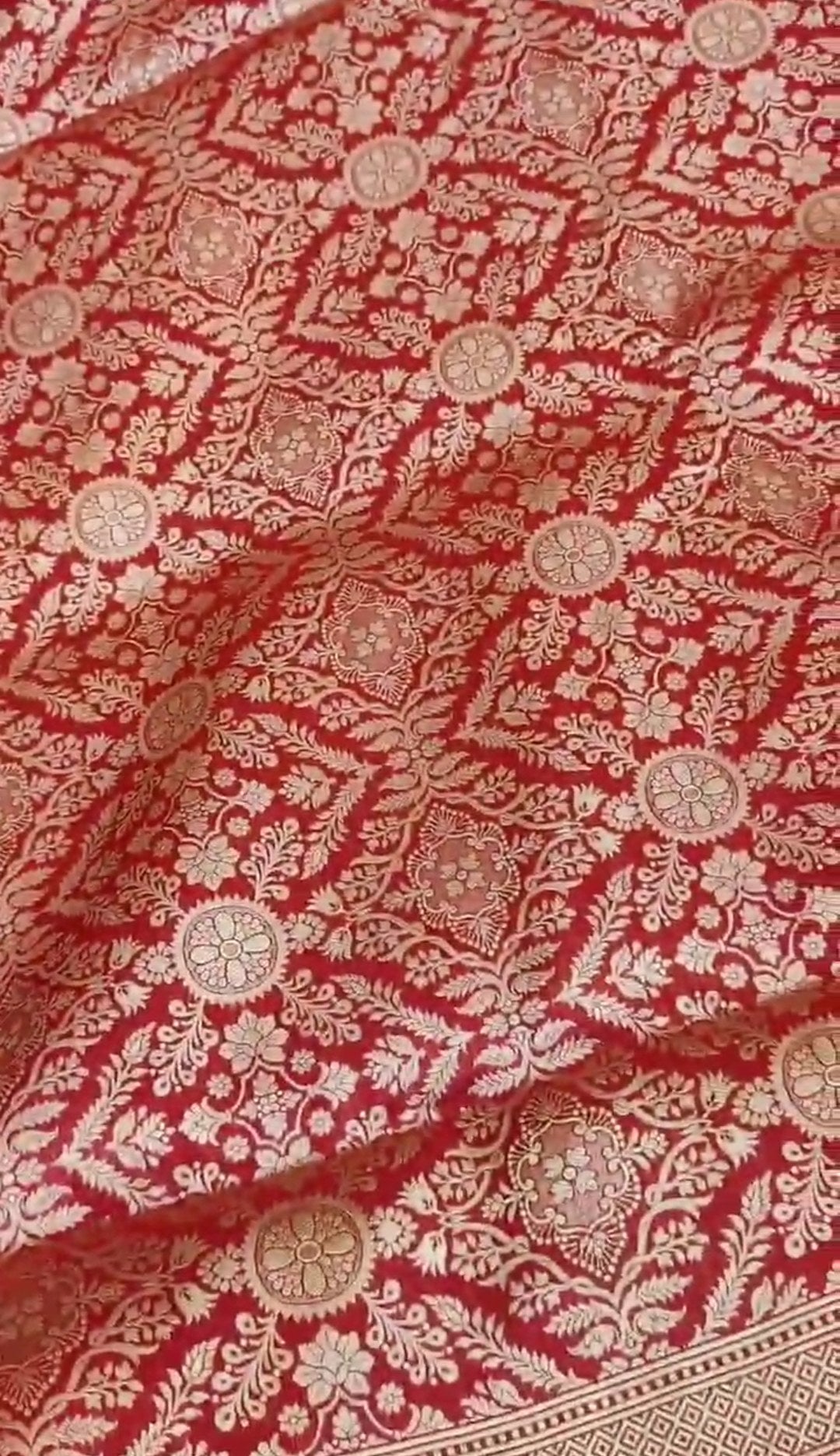 Red Banarasi Handloom Katan Silk Brocade Saree