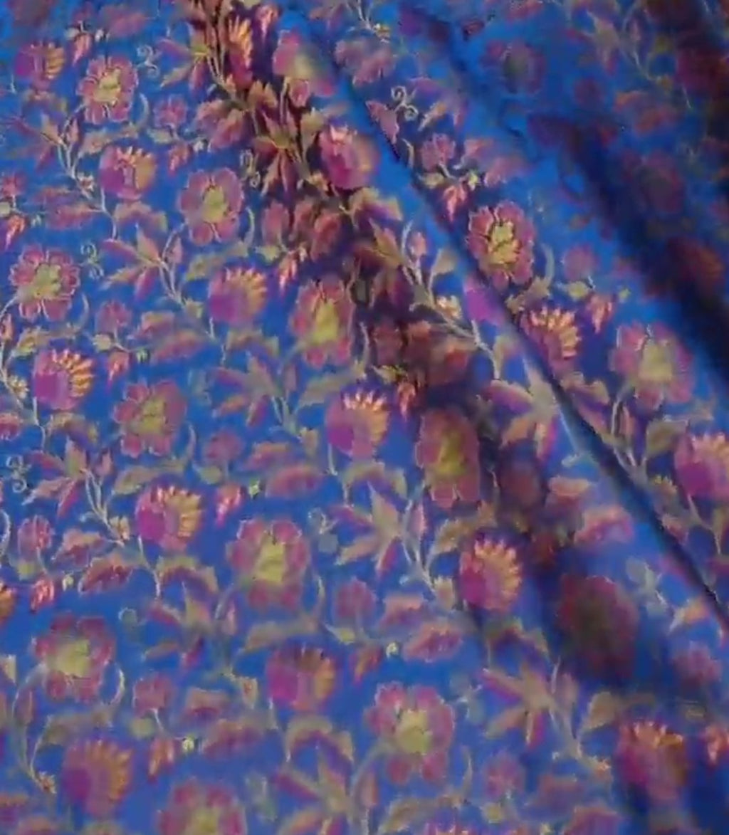 Royal Blue Banarasi Semi Katan Silk Tanchoi Brocade Saree
